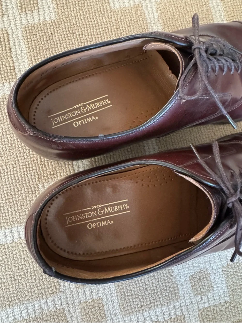 Johnston & Murphy Optima Cap Toe Leather Oxford Dress Shoes Brown Size 10.5